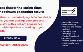 Cross-linked fine shrink films for optimum packaging results